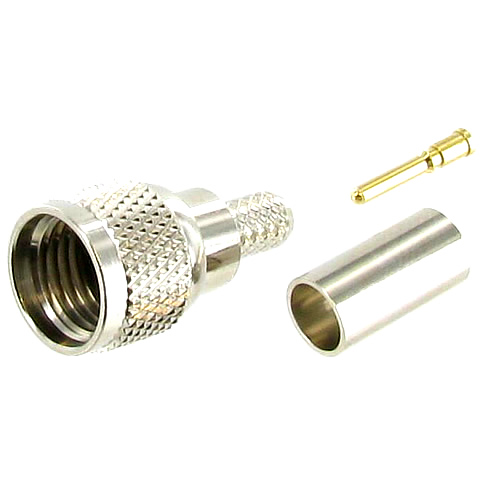 Mini-UHF 3 piece Crimp-On Male RF Coax Connector for RG58, LMR195